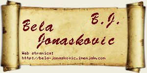 Bela Jonašković vizit kartica